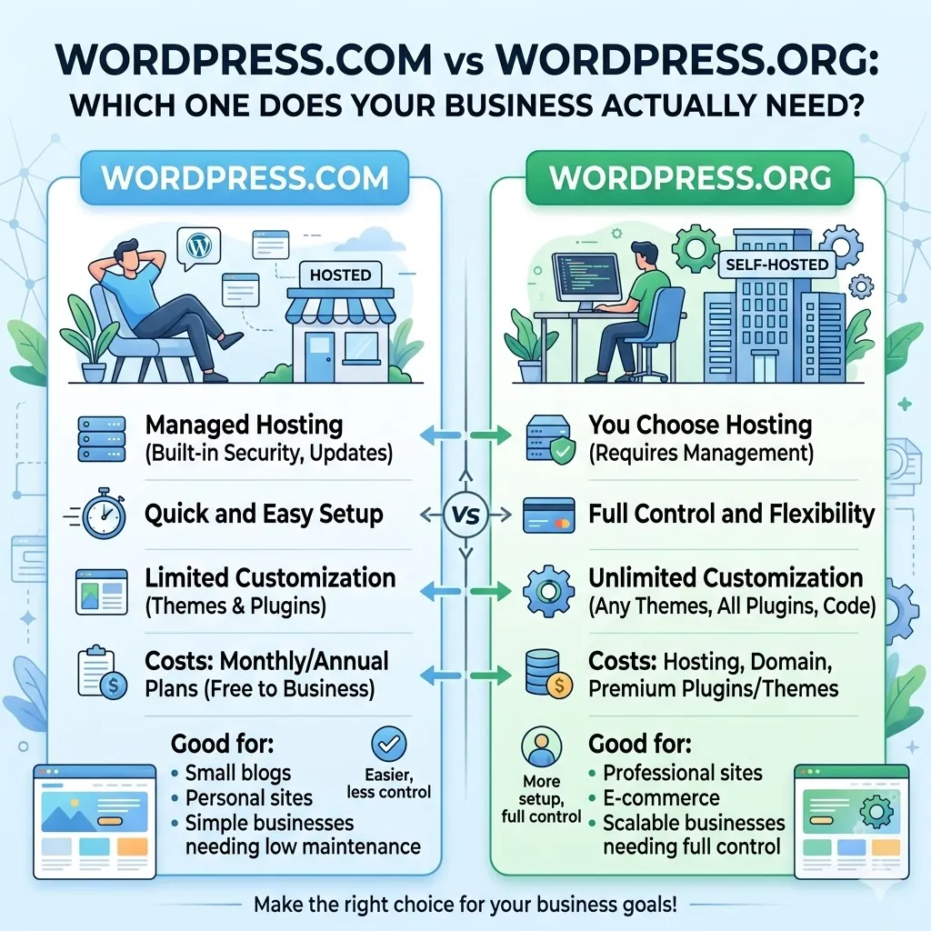 WordPress.com vs WordPress.org: Which One Does Your Business Actually Need?