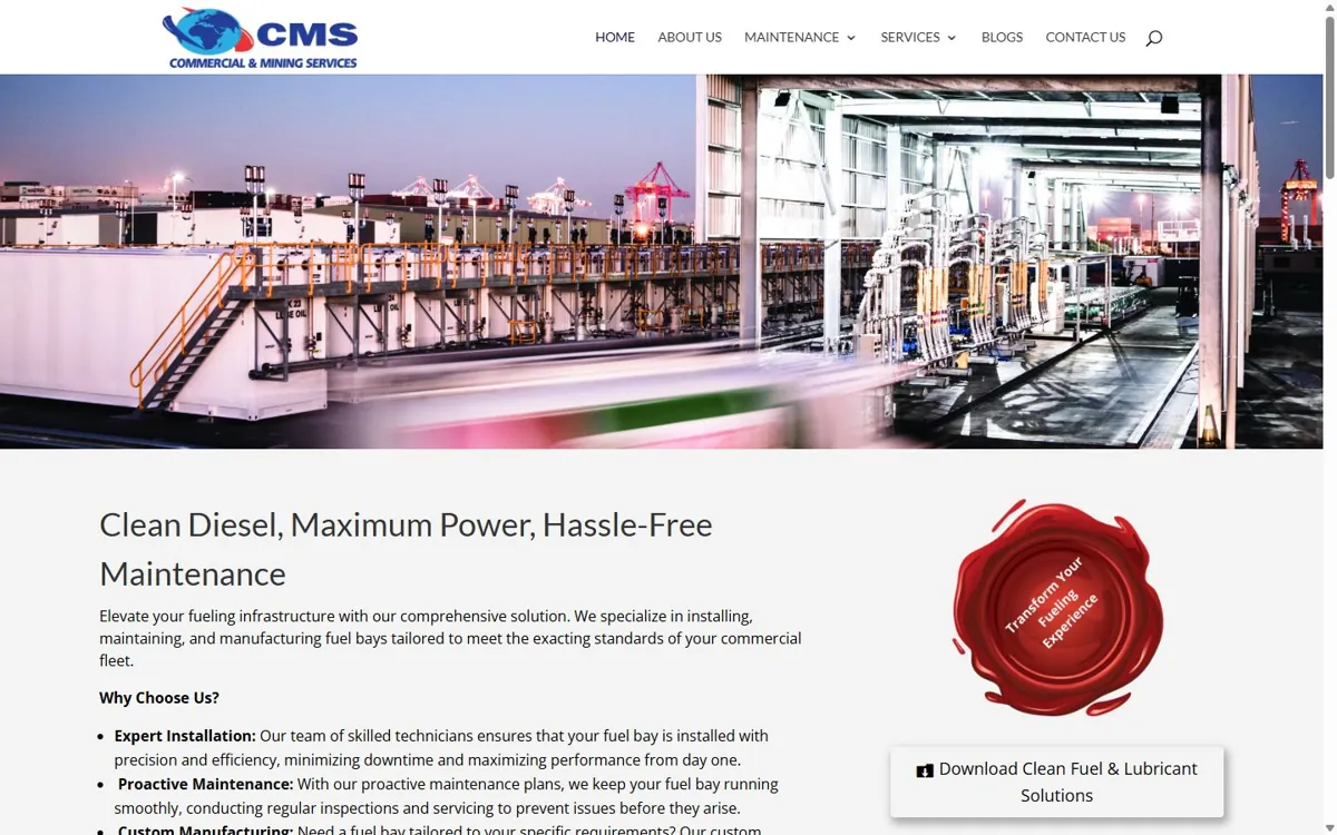 Commercial & Mining website designed by JWD