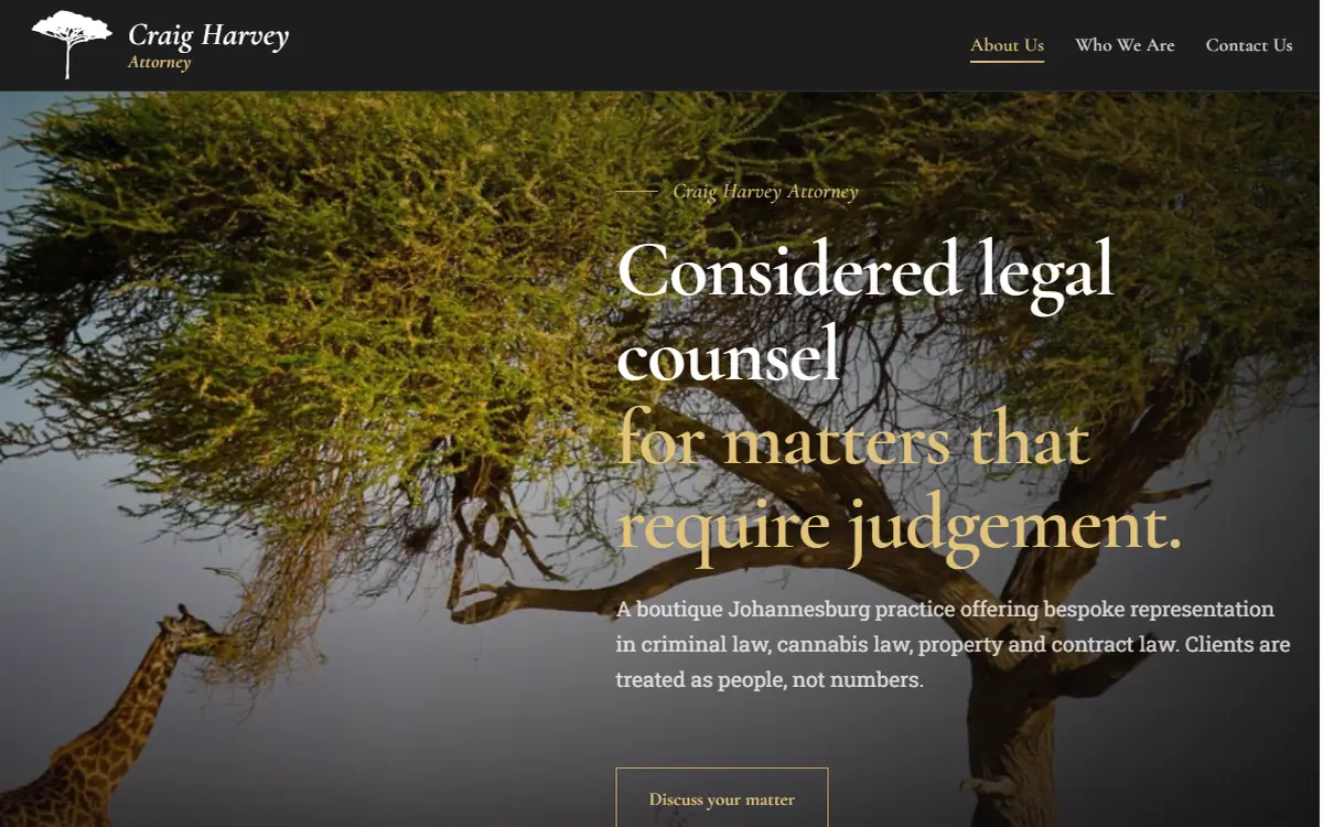 Craig Harvey Attorney website designed by JWD