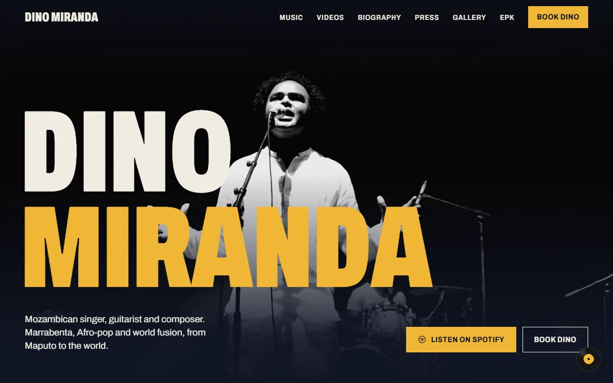Dino Miranda: A Musician's Website Built Like a Record