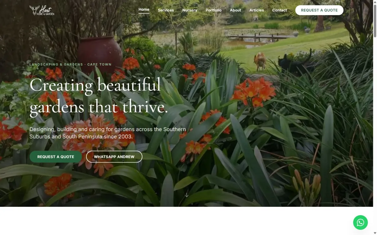 Hart Home & Garden website designed by JWD