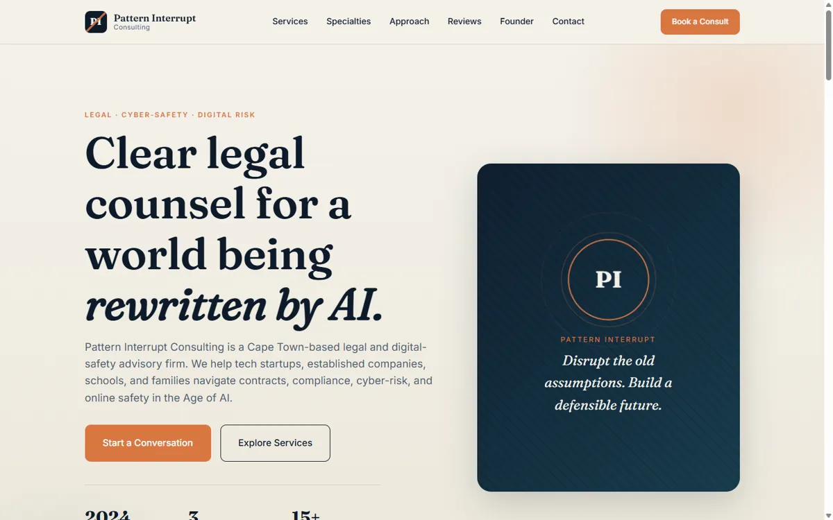 Pattern Interrupt Consulting website designed by JWD