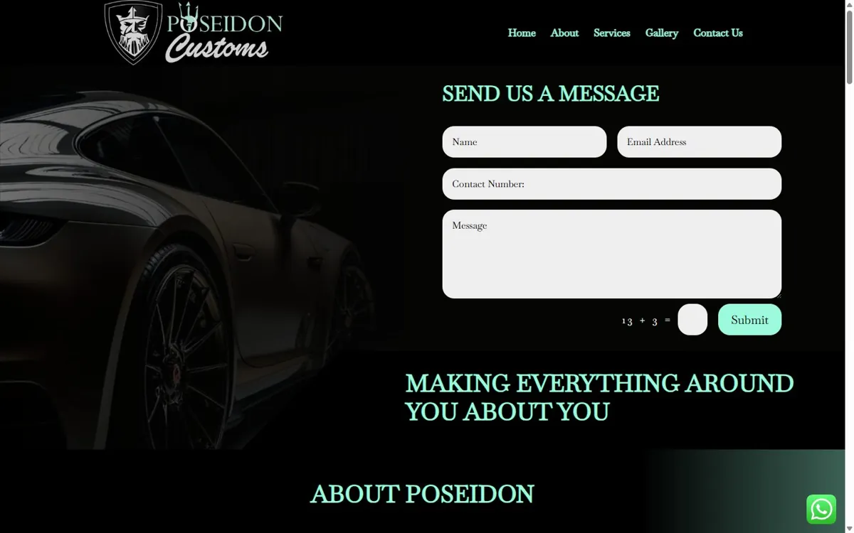 Poseidon Customs website designed by JWD