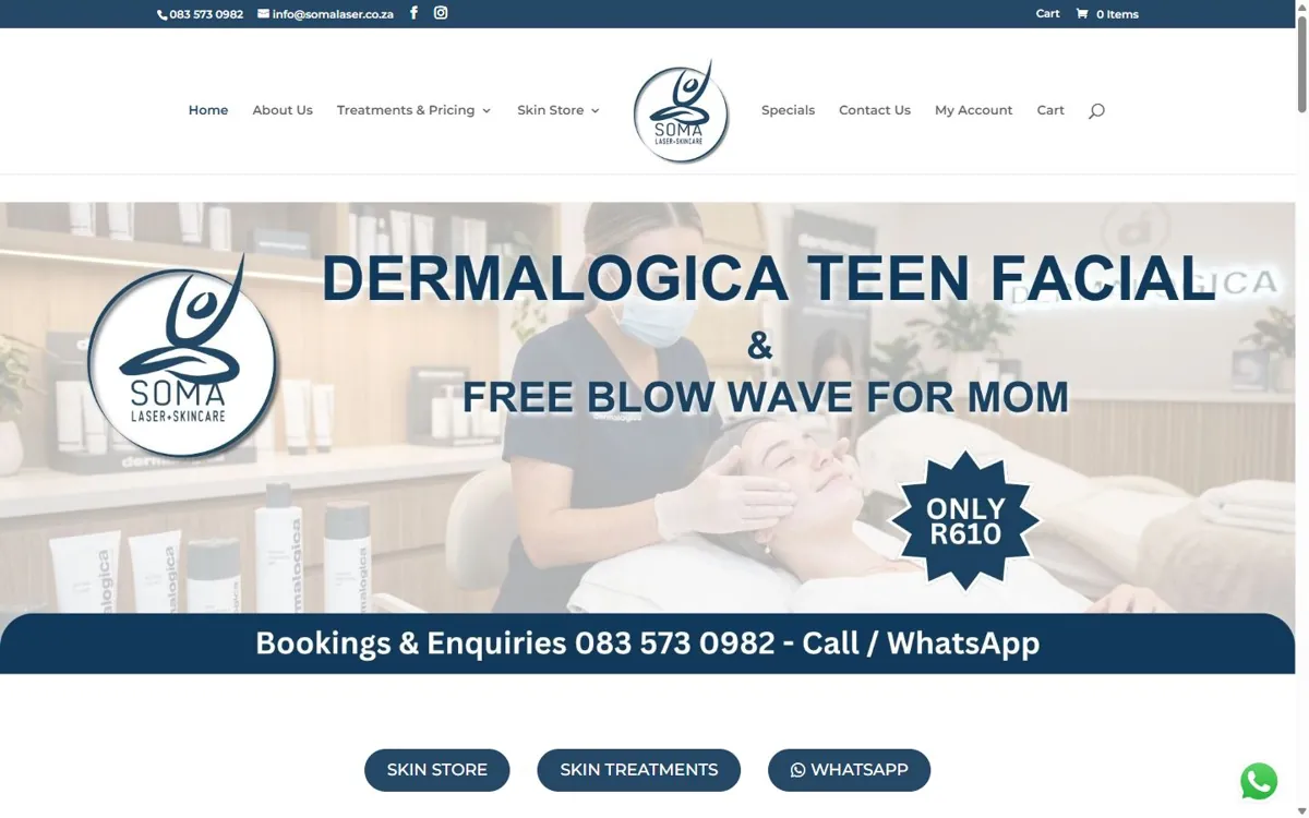 Soma Laser website designed by JWD