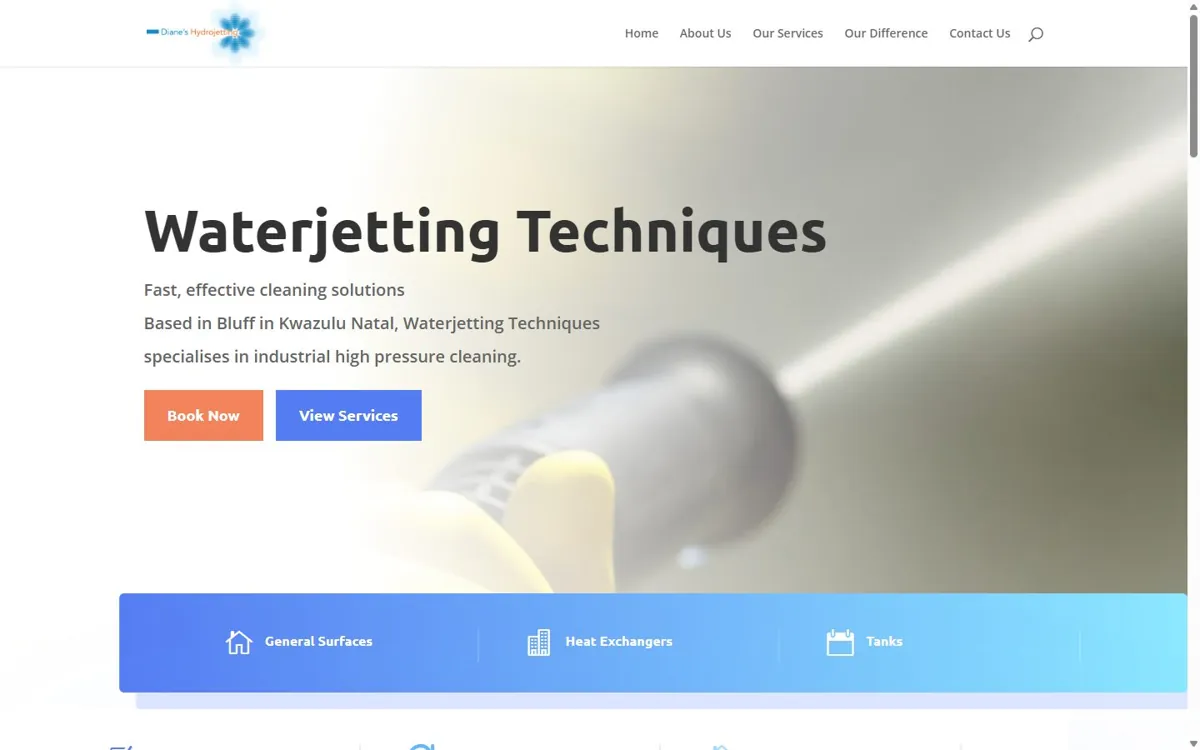 Waterjetting SA website designed by JWD