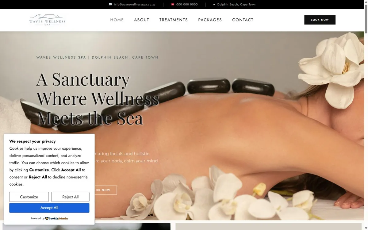 Waves Wellness Spa website designed by JWD